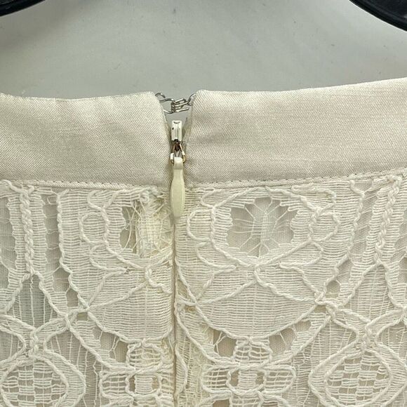 Liz Claiborne Womens Sheath Dress Lace Lined Short Sleeve Mini Cream Size 14 - Picture 7 of 9